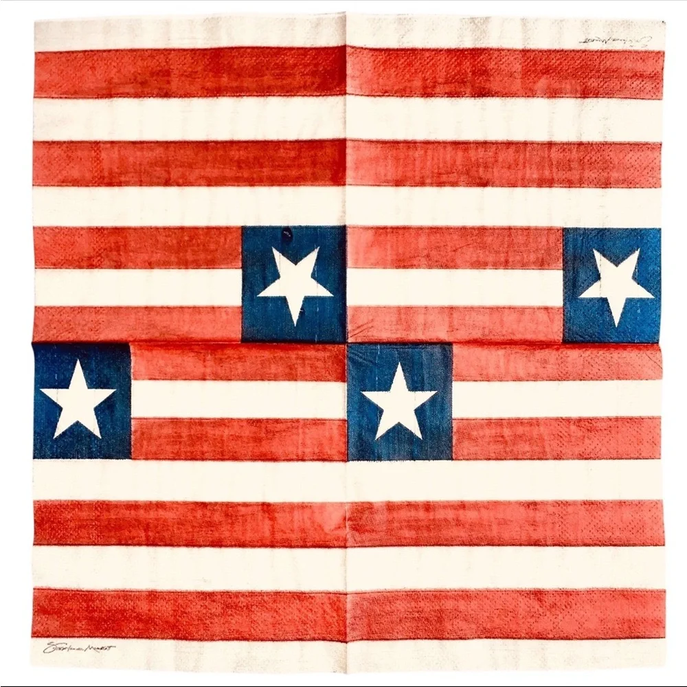 4th of July Decoupage Napkin Bundle Patriotic Stars & Stripes US Flag, 13 pcs